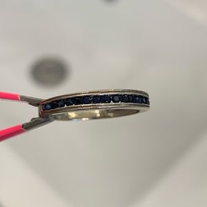 10K White Gold, Blue sapphire wedding band